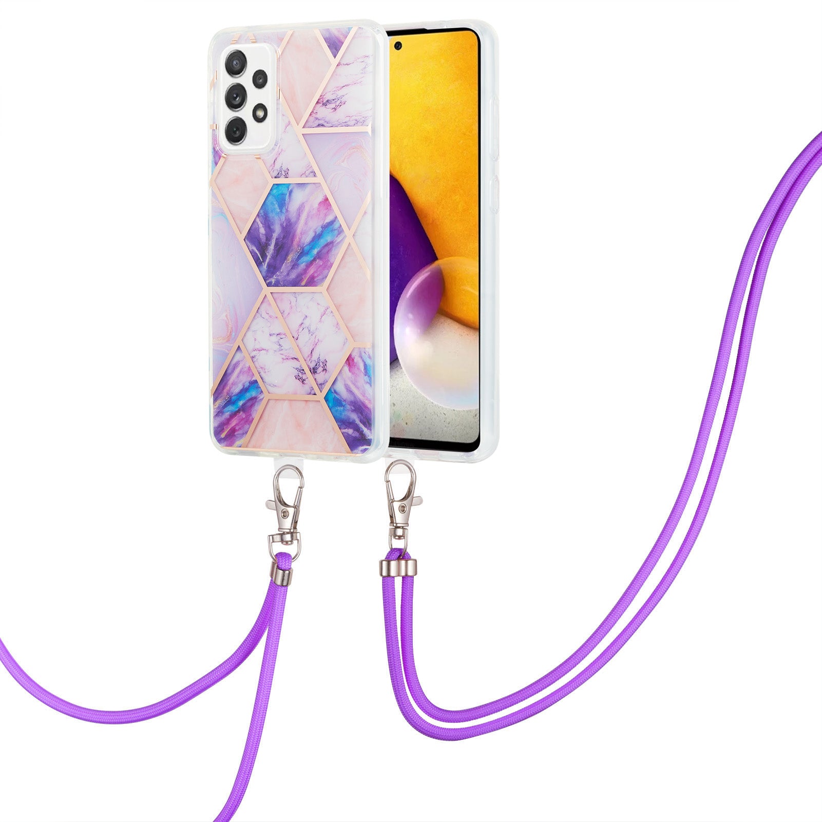 YB IMD Series-5 for Samsung Galaxy A13 4G Electroplating Phone Case IML IMD TPU Phone Shell with Lanyard YB IMD Series-5 for Samsung Galaxy A13 4G Electroplating Phone Case IML IMD TPU Phone Shell with Lanyard